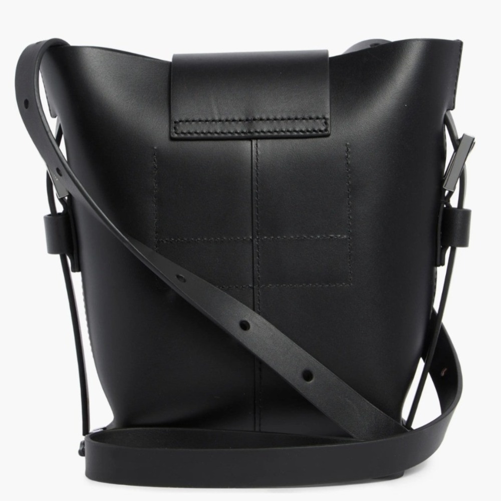 New AllSaints Miro Black Leather Crossbody Shoulder Bucket With Dust Bag- NWT - Picture 3 of 12
